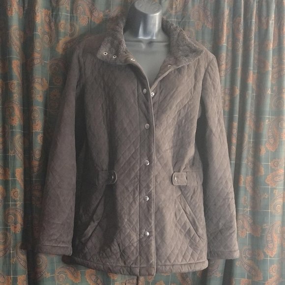 Liz Claiborne Brown Quilted snap button coat - Pea coat - Size S - Picture 1 of 8